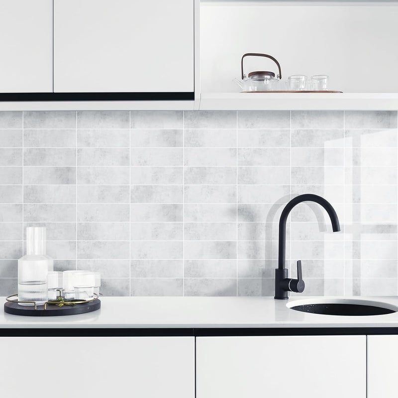 Tilingview 30 PCS Peel and Stick Backsplash Tile for Kitchen/Bathroom/Living Room, 3"x 9" Self-Adhesive Subway Tile for Backsplash, Imitation Glazed Tiles/Handmade Tiles (Glossy Light Gray) - Image 5